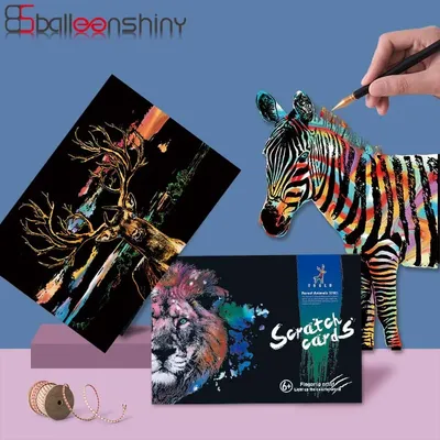 BalleenShiny-Jouets à gratter pour enfant dessin manuel créatif motif animal papier artistique