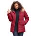 Plus Size Women's Classic-Length Quilted Puffer Jacket by Roaman's in Classic Red (Size L) Winter Coat