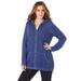 Plus Size Women's Marled Thermal Hoodie Cardigan by Roaman's in Evening Blue Soft Sky (Size 18/20) Sweater