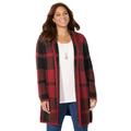 Plus Size Women's Country Village Sweater Cardigan by Catherines in Red Black Buffalo Plaid (Size 0X)