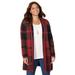 Plus Size Women's Country Village Sweater Cardigan by Catherines in Red Black Buffalo Plaid (Size 0X)