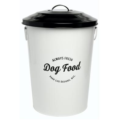 Andreas White Medium 21Lbs Pet Dog Cat Food Bin by Park Life Designs in White