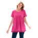 Plus Size Women's Lace-Trim Pintucked Tunic by Woman Within in Raspberry Sorbet (Size 3X)