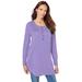 Plus Size Women's Fine Gauge Drop Needle Henley Sweater by Roaman's in Vintage Lavender (Size 2X)