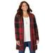 Plus Size Women's Country Village Sweater Cardigan by Catherines in Red Black Buffalo Plaid (Size 1X)