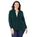 Plus Size Women's Cozy Chenille Zip Cardigan by Catherines in Emerald Green (Size 4X)