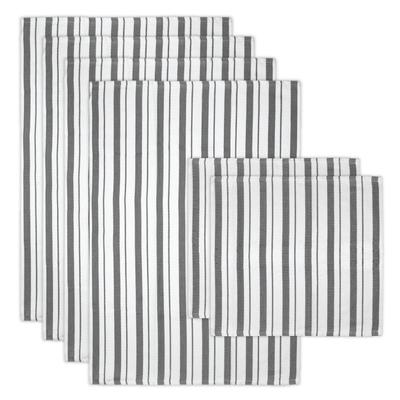 Basket Weave Stripe Cloth/Towel 6pc Set by Mu Kitchen in Stone Gray