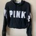 Pink Victoria's Secret Sweaters | Black/White/Rose Gold Vs Pink Crop Pullover Hoodie | Color: Black/White | Size: S