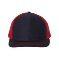 Richardson 112 Snapback Trucker Cap in Navy Blue/Red size Adjustable | 60/40 cotton/polyester