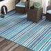 Blue/Green 78 x 0.03 in Indoor/Outdoor Area Rug - Highland Dunes Ellenton Striped Flatweave Cobalt Teal Indoor Outdoor Area Rug | Wayfair