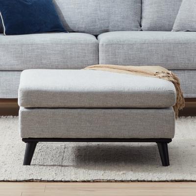 Brookside Linda Large Mid Century Square Ottoman with Wood Legs