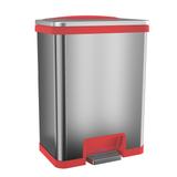 halo TapCan Red-trim Stainless Steel 49-liter Figerprint-proof Effortless Trash Can with Deodorizer