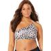 Plus Size Women's Virtuoso One Shoulder Bikini Top by Swimsuits For All in Snow Leopard (Size 14)