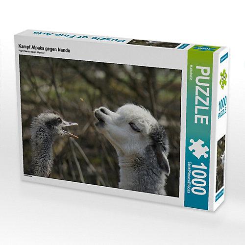 Puzzle CALVENDO Puzzle Kampf Alpaka gegen Nandu - 1000 Teile Foto-Puzzle glückliche Stunden Kinder