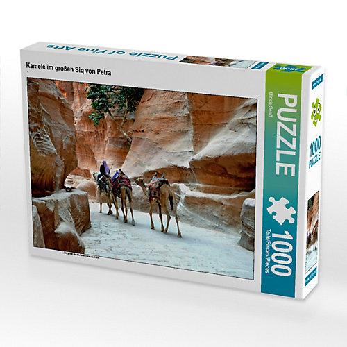 Puzzle CALVENDO Puzzle Kamele im großen Siq von Petra - 1000 Teile Foto-Puzzle glückliche Stunden Kinder
