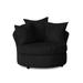 Barrel Chair - Andover Mills™ Alsup Barrel Chair Faux Leather/Polyester/Cotton/Other Performance Fabrics in Black | 38 H x 46 W x 44 D in | Wayfair