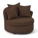 Barrel Chair - Andover Mills™ Alsup Barrel Chair Faux Leather/Polyester/Cotton/Other Performance Fabrics in Brown | 38 H x 46 W x 44 D in | Wayfair