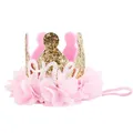 Chapeaux roses à paillettes pour bébé fille en dentelle argent or fleur couronne