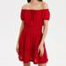 American Eagle Outfitters Dresses | Aeo Off-The-Shoulder Babydoll Dress | Color: Red | Size: M