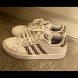 Adidas Shoes | Adidas Leopard Print And White Athletic Shoes. | Color: Tan/White | Size: 6