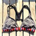 Athleta Swim | Athleta Striped Print Triangle Bikini Top S | Color: Black/White | Size: S