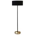 Estella Two-Tone Matte Black and Brass Floor Lamp with Black Shade - Hudson & Canal FL1159