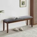 Red Barrel Studio® Upholstered Entryway Bench Footstool w/ Wood Legs Upholstered in Brown/Gray | 19.5 H x 47.5 W x 15.5 D in | Wayfair