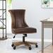 Gracie Oaks Labissiere Faux Leather Office Chair Wood/Upholstered in Black/Brown | 35.5 H x 24.75 W x 27.75 D in | Wayfair