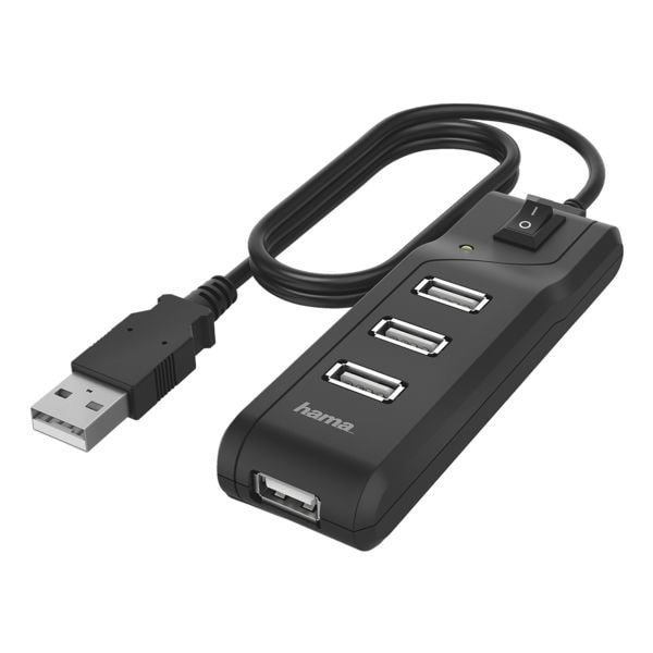 Hama USB-2.0-Hub, 4 Ports, schwarz schwarz Image