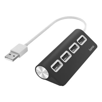 USB-2.0-Hub, 4 Ports, schwarz schwarz, Hama