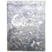 One of a Kind Hand-Knotted Modern 9' x 12' Abstract Silk Grey Rug - 9' x 12'