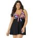 Plus Size Women's Tie Front V-Neck Swimdress by Swimsuits For All in Sparkler Leaf Print (Size 22)