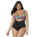 Plus Size Women's Cut Out Underwire One Piece Swimsuit by Swimsuits For All in Multi Animal (Size 8)