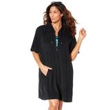 Plus Size Women's Alana Terrycloth Cover Up Hoodie by Swimsuits For All in Black (Size 22/24)