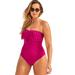 Plus Size Women's Fringe Bandeau One Piece Swimsuit by Swimsuits For All in Bright Berry (Size 30)