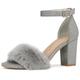 Allegra K Women's Ankle Strap Faux Fur Block Heels Sandals Gray 7 UK/Label Size 9 US