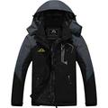 TACVASEN Ski Jacket Mens Black Winter Jacket Cotton Fleece Warm Jacket Skiing Waterproof Mountain Snow Parka Grey Gray