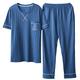 Z-Y Men Pyjamas Sets Spring Summer Cotton Short Sleeve Men's Pajamas Set Casual Striped Pajama for Men Sleepwear Sets Suit Print Homewear Plus Size #z (Color : A, Size : 4XL)