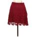 Express Casual A-Line Skirt Mini: Burgundy Print Bottoms - Women's Size 00