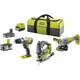 Ryobi - pack 3 outils Brushless : perceuse a percussion (R18PDBL-0), scie sauteuse (R18JS7-0),