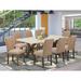 Wildon Home® Ammarie 8 - Person Acacia Solid Wood Dining Set Wood/Upholstered in White | 30 H x 40 W x 72 D in | Wayfair