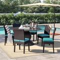 Sol 72 Outdoor™ Stratford Round 6-Person 60" Long Dining Set w/ Cushions Glass/Wicker/Rattan | Wayfair NAPA-60-KIT-6C-ARUBA