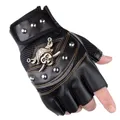 Gants sans doigts en cuir PU pour hommes et femmes mitaines rivetées mitaines hip hop moto