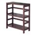 Contemporary 3-Tier Bookcase Storage Shelf in Espresso Wood Finish - 11.2 x 25.2 x 29.2 inches