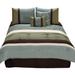 6 Piece Queen Comforter Set with Pleats and Embroidery, Green and Blue