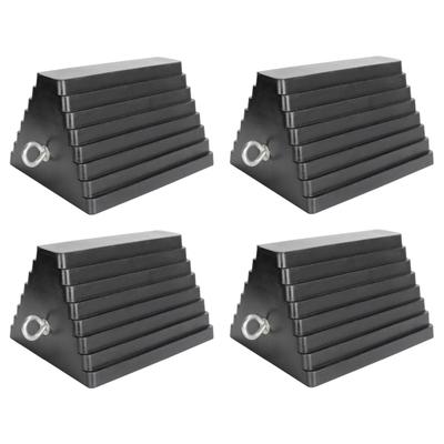 Extreme Max Heavy Duty Rubber Wheel Chock With Eyebolt Value Pack of 4 5001.5775.4