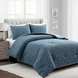 Crinkle Textured Dobby Comforter Blue 3Pc Set King - Lush Decor 16T008163