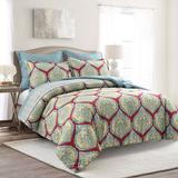 Harley Damask Reversible Oversized Comforter Red 5pc Set Full/ Queen - Lush Decor 16T008179