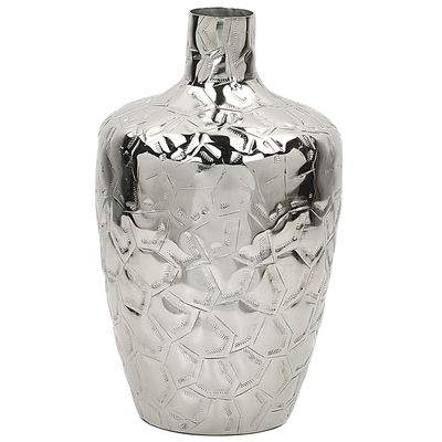 Blumenvase Silber Aluminium 39 cm Kegelförmig Glamour Stil Flurdeko Wohnzimmer Schlafzimmer Wohnaccessoires Tischdekorat
