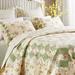 August Grove® Raila Multicolor Standard Cotton Reversible Farmhouse Quilt Set Cotton in Green/Indigo/White | Full/Queen Quilt + 2 Shams | Wayfair